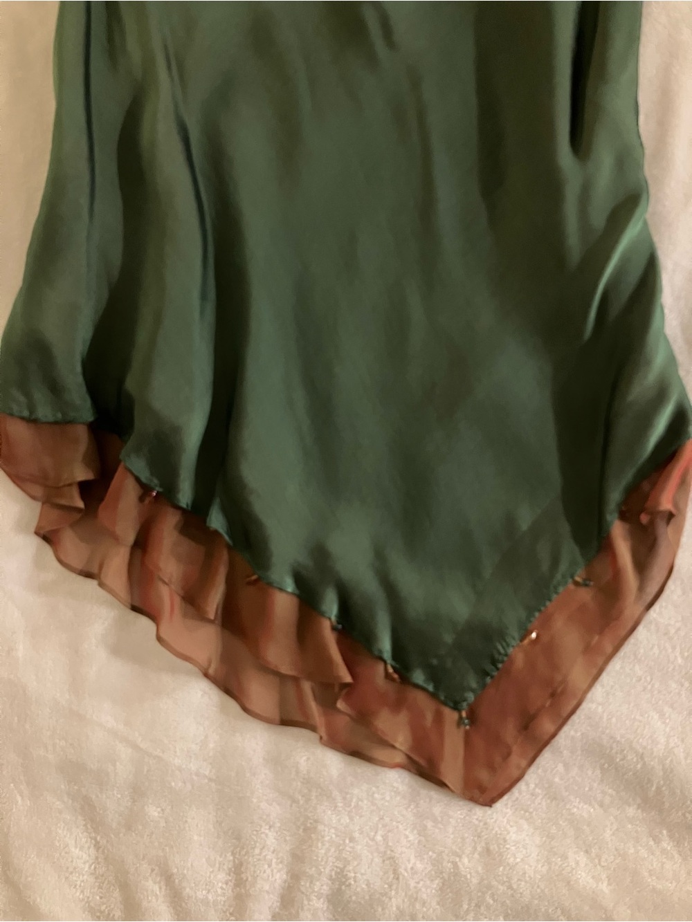 Vintage ECI New York Silk Green Beaded Asymmetrical Y2K Collection Piece - Picture 4 of 10